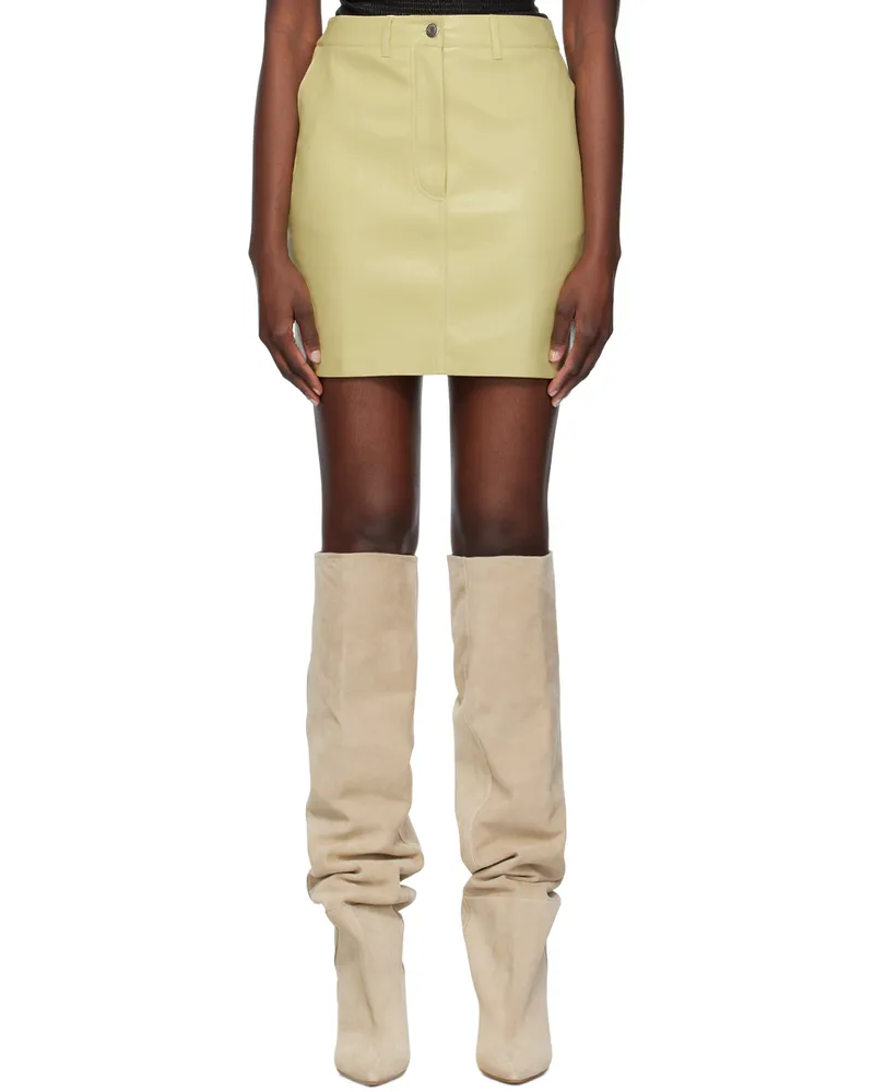Nanushka Yellow Miray Vegan Leather Miniskirt Lemongrass