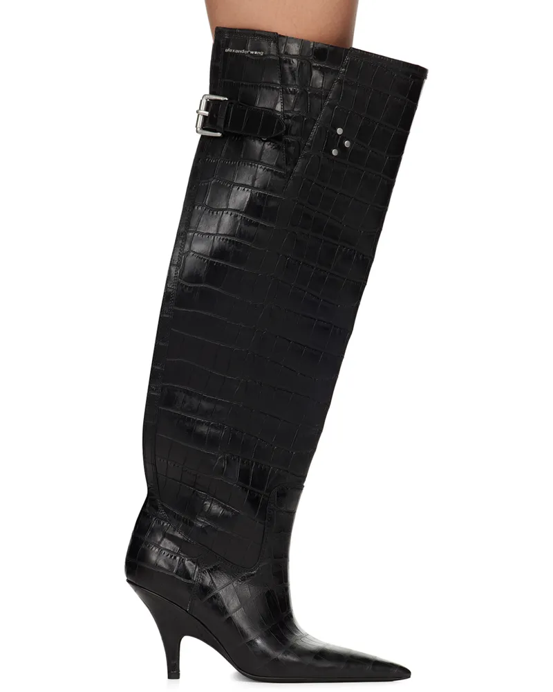 Alexander Wang Black Diablo Open Back Boots Black