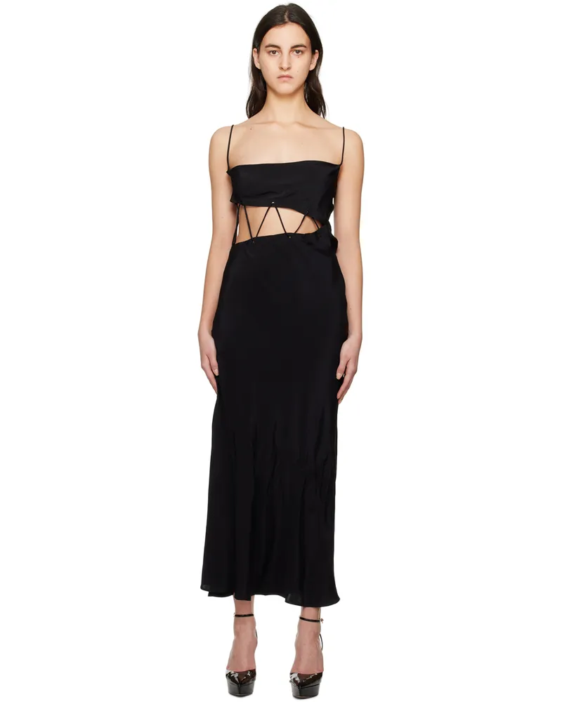 Christopher Esber Black Disconnect Midi Dress Black