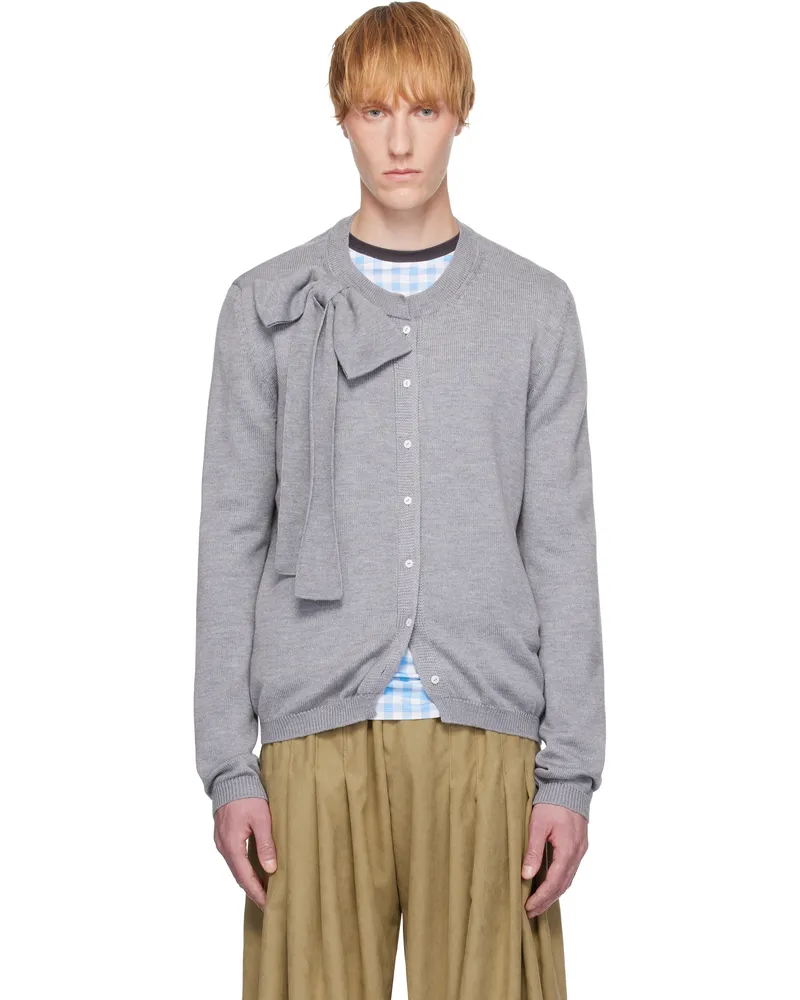 ANDREJ GRONAU Gray Bow Collar Cardigan Grey