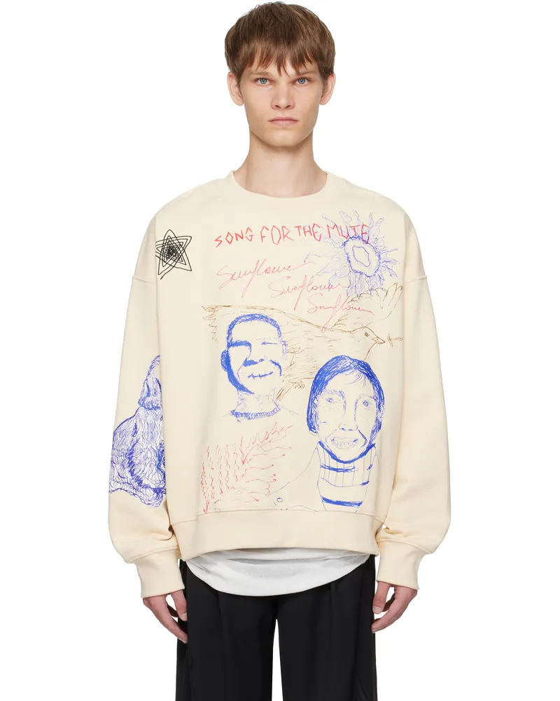 Song For The Mute Beige Sketchbook Relaxed Sweatshirt Ivory