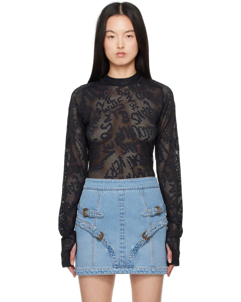 Versace Jeans Black Fishnet T-shirt E899