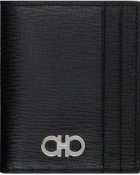 Ferragamo Black Gancini Credit Card Holder Nero