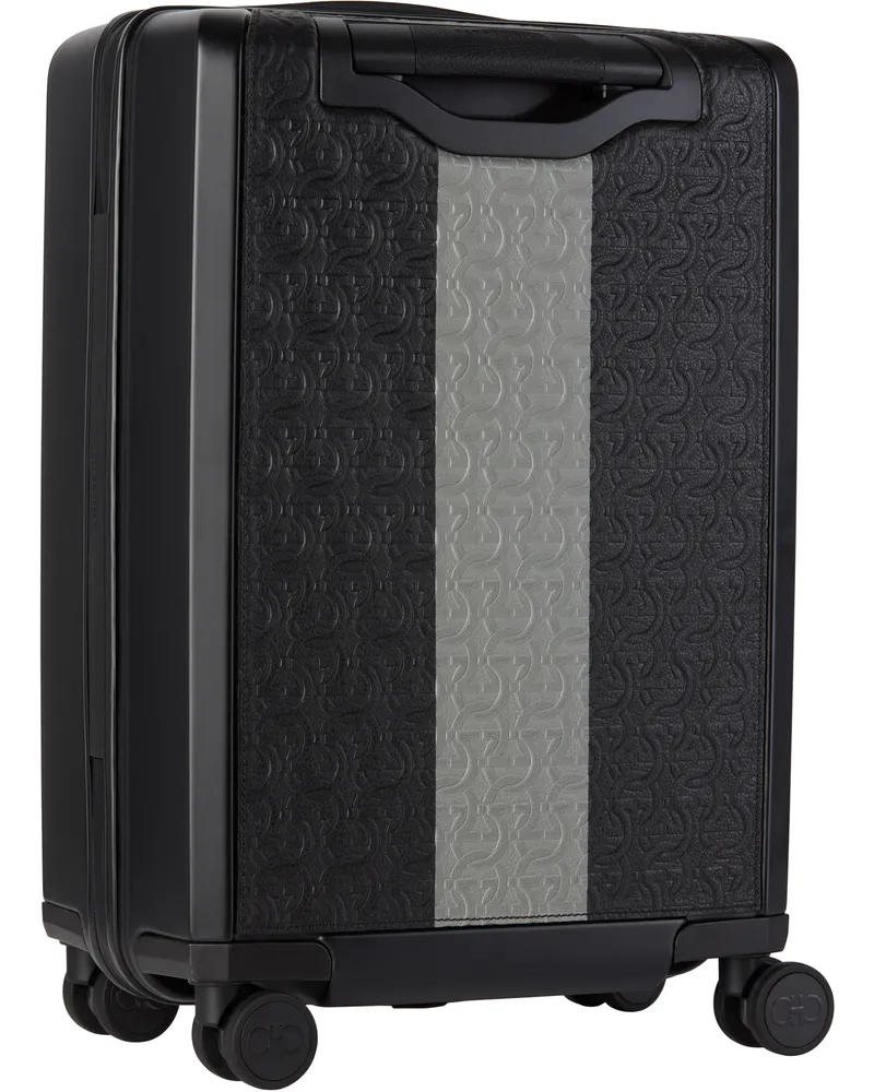 Ferragamo Black Embossed Gancini Trolley Suitcase bei MyBestBrands shoppen