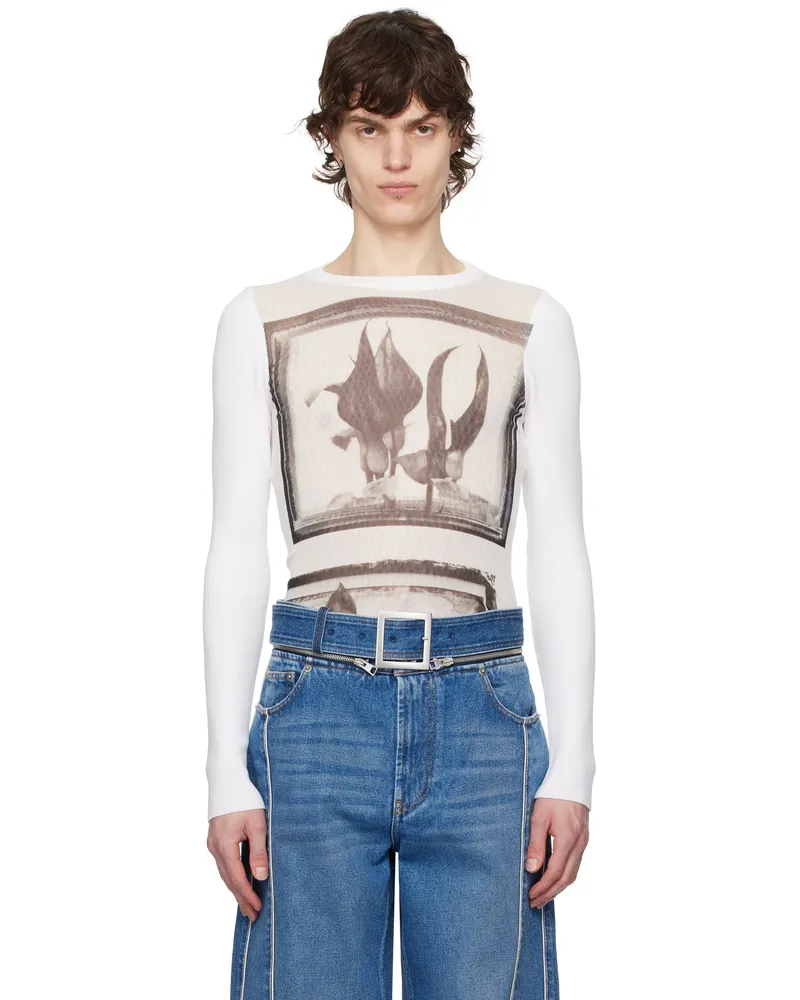 Jean Paul Gaultier White Flowers Cadres T-shirt 010200-white