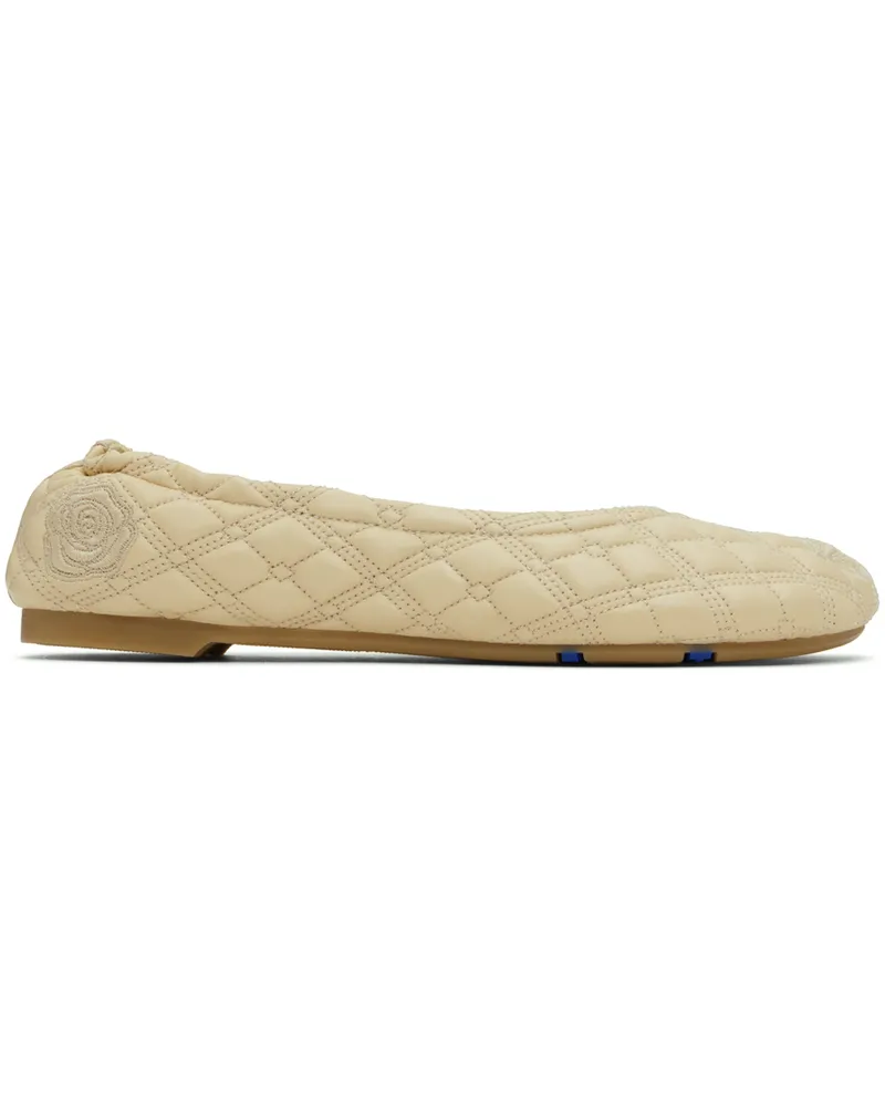 Burberry Beige Leather Sadler Ballerina Flats Clay