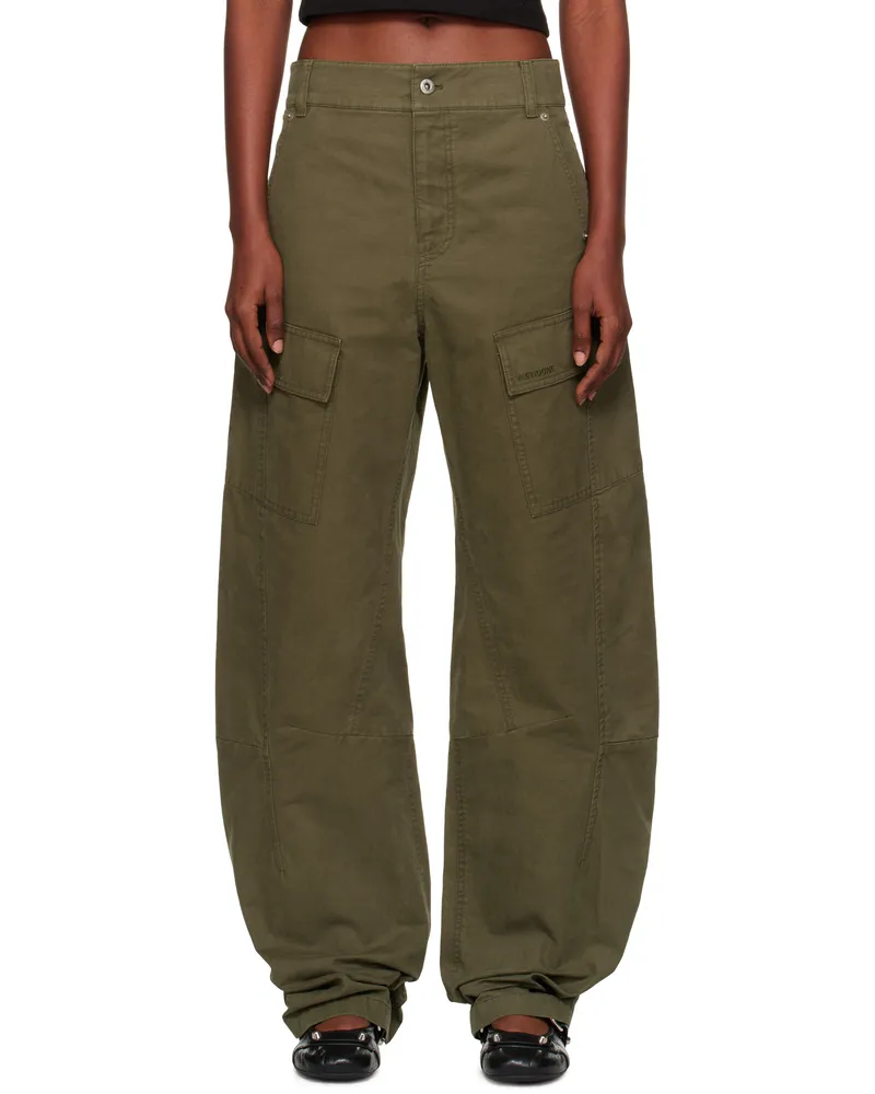 WE 11 DONE Khaki Curved Trousers Khaki