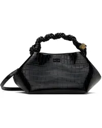 Ganni Black Croc Patent Small Bou Bag Black