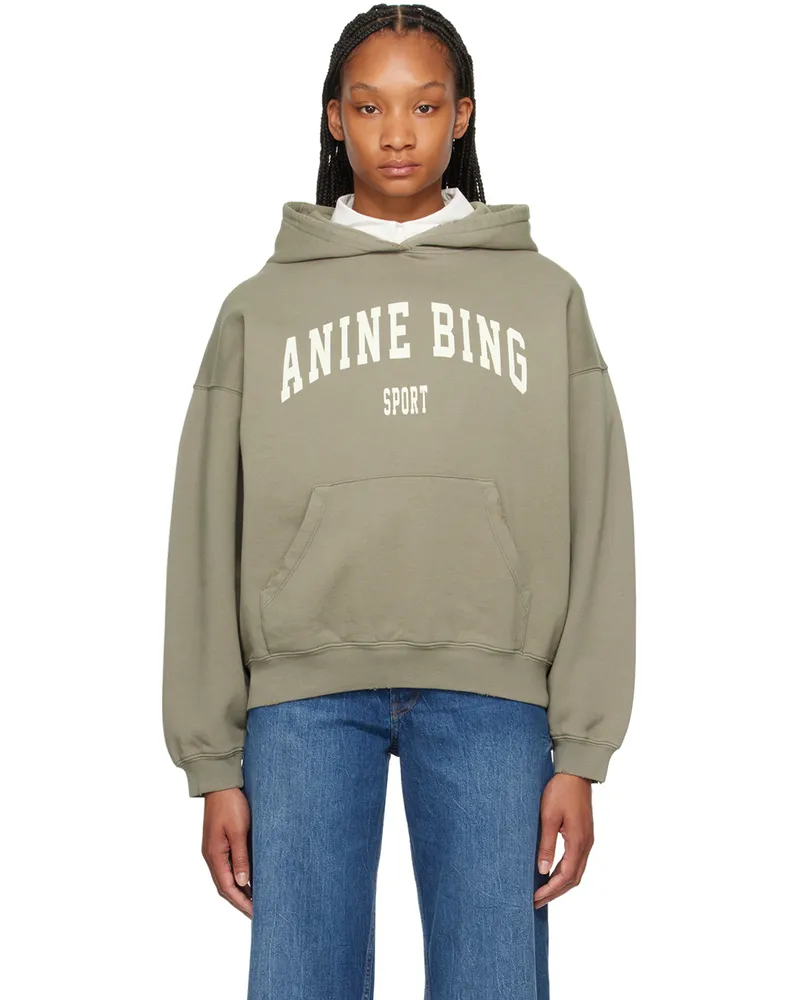 Anine Bing Taupe Harvey Hoodie Green