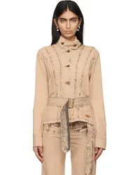 Charlotte Knowles Beige Issa Denim Jacket Buff