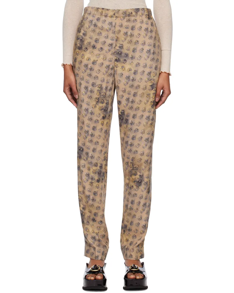 Acne Studios Beige Floral Trousers Sand