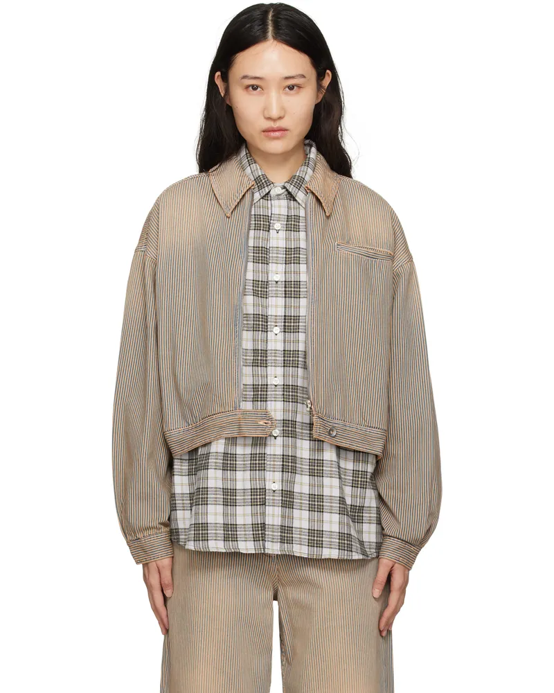 YMC Brown Burnside Denim Jacket 40-navy-brown