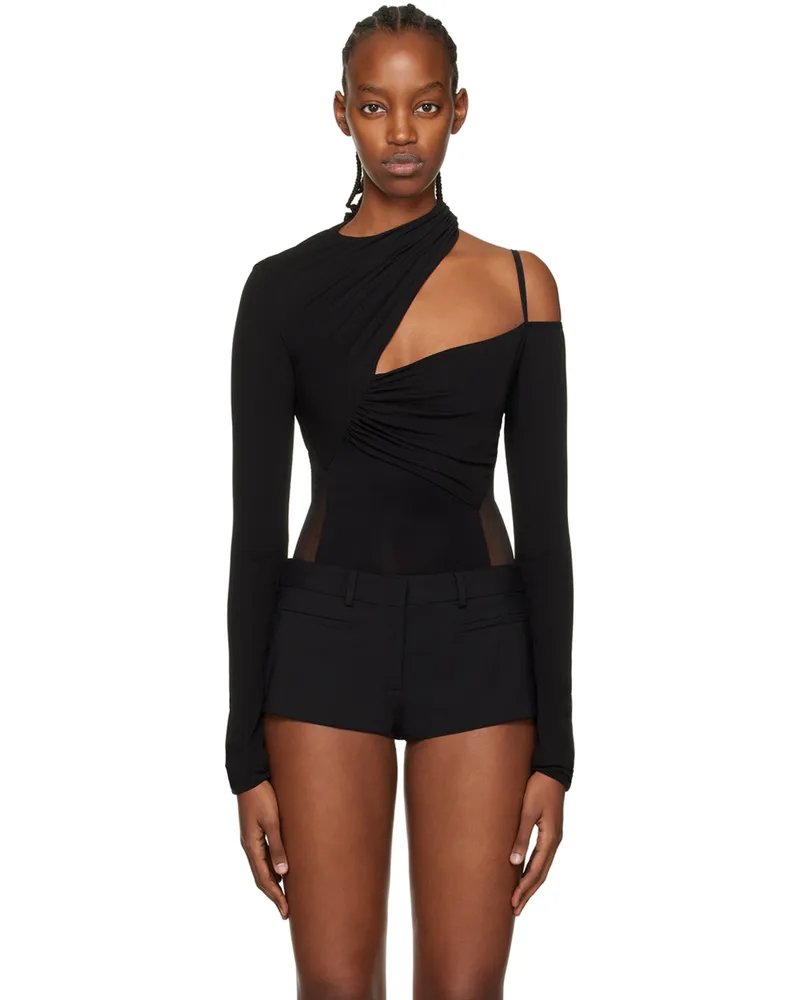 Nensi Dojaka Black Asymmetric Bodysuit Black