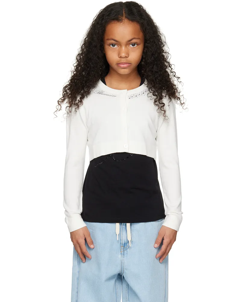 Blumarine Kids White Maglia Aperta Cardigan 10602