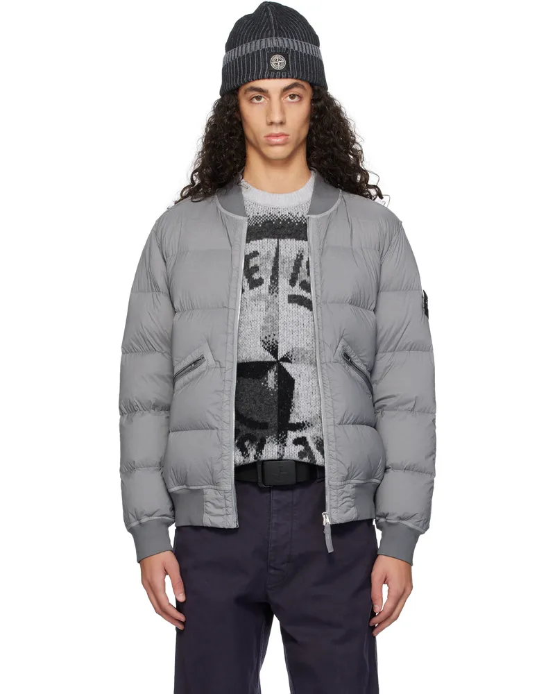 Stone Island Gray Quilted Down Jacket V0066