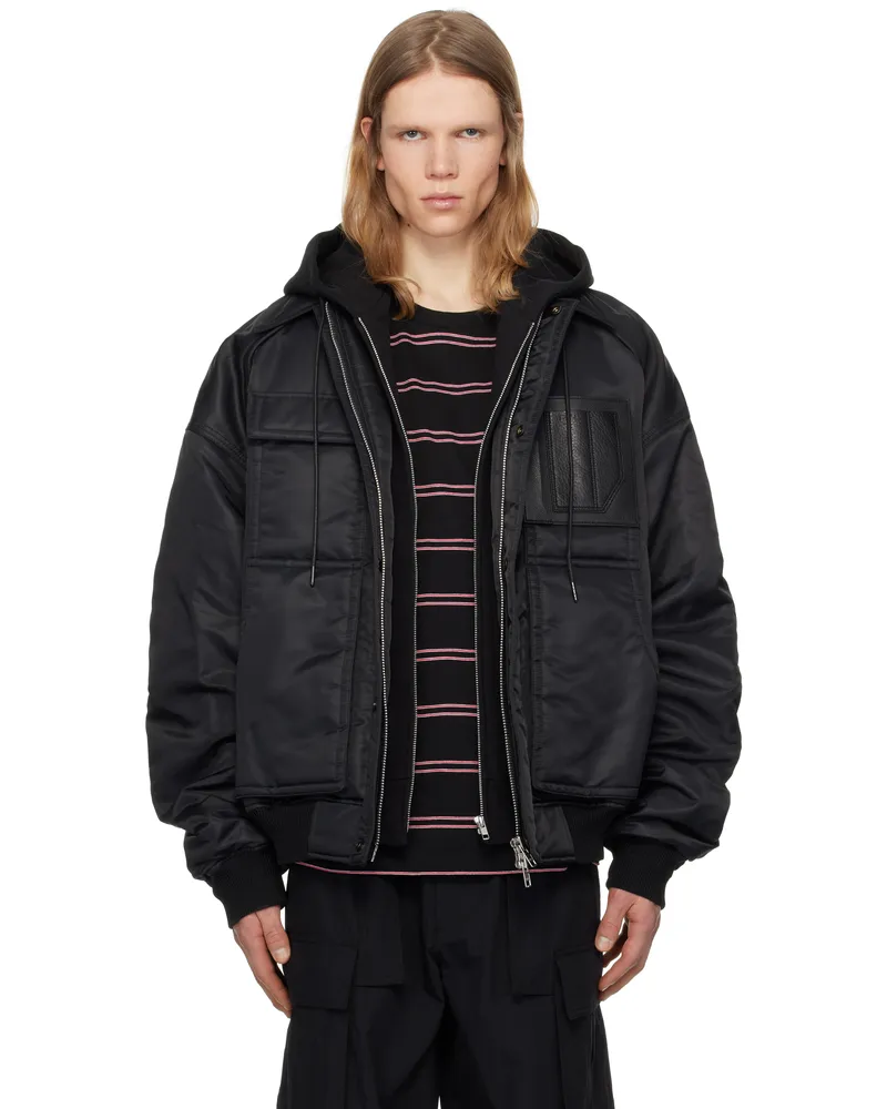 JUUN.J Black MA-1 Work Bomber Jacket Black