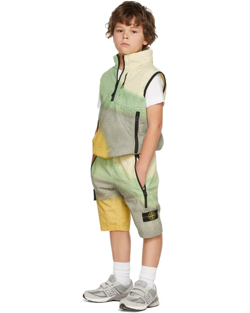Stone Island Kids Yellow & Green Airbrush Shorts V0030