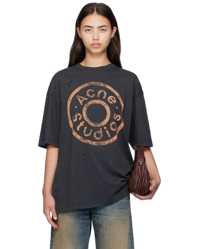 Acne Studios Black Logo Relaxed-Fit T-shirt 975