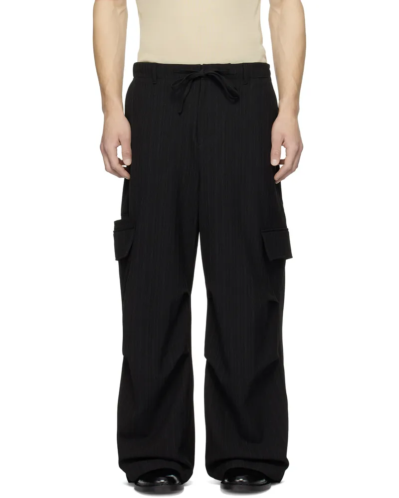 Youth Black Strap Wide Cargo Pants Black