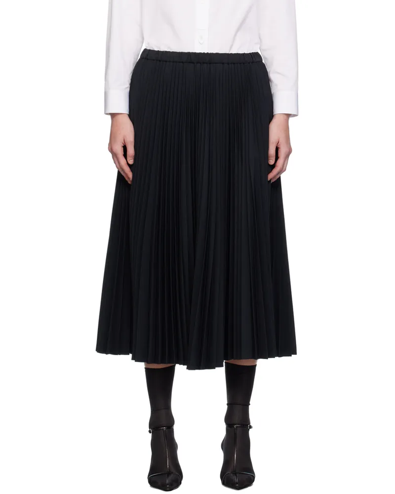 Jil Sander Black Pleated Midi Skirt 001