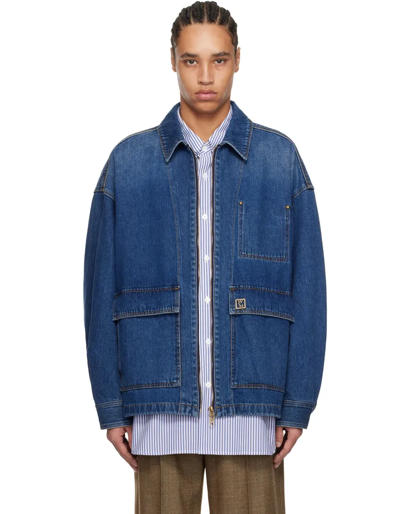 Wooyoungmi Blue Zip-Up Denim Jacket Blue981l
