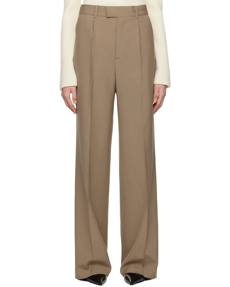 Róhe Khaki Relaxed Single Pleated Trousers 251