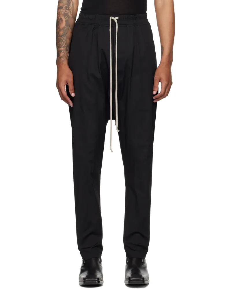 Rick Owens Black Concordians Drawstring Long Trousers 09