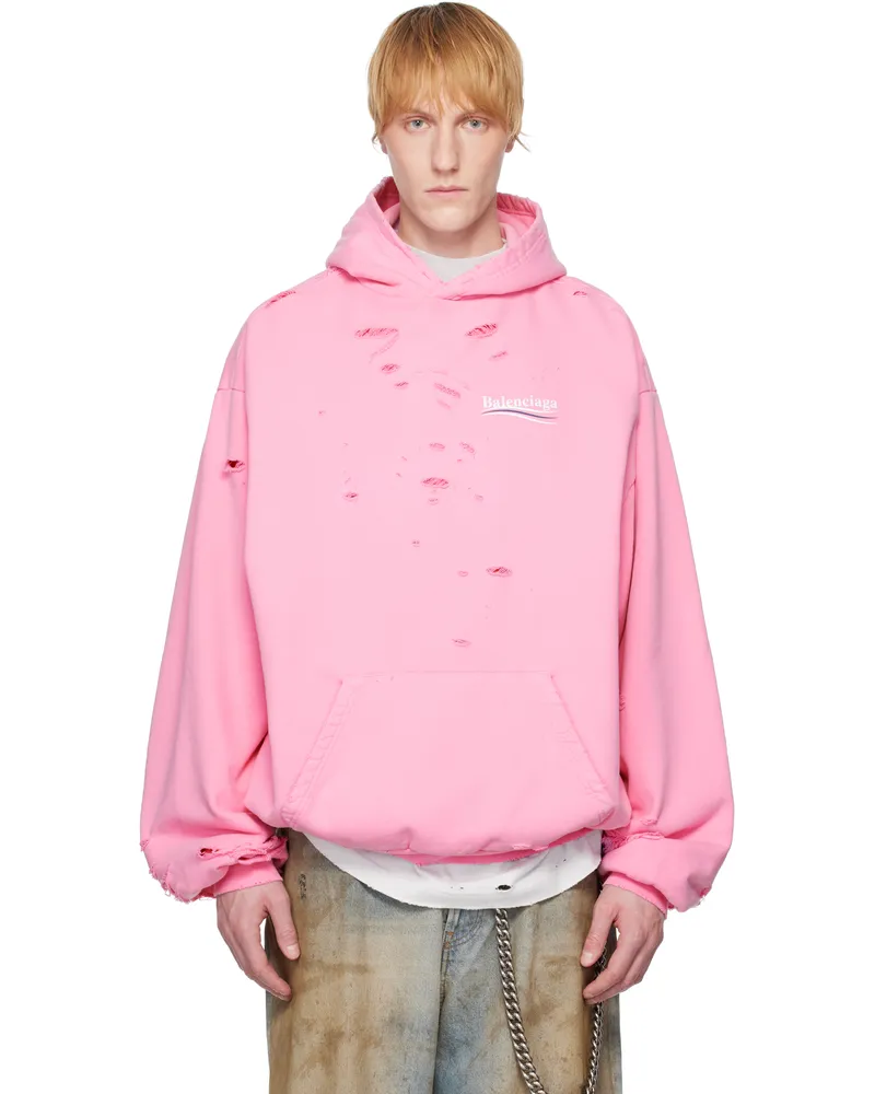 Balenciaga Pink Political Campaign Layered Hoodie 9770