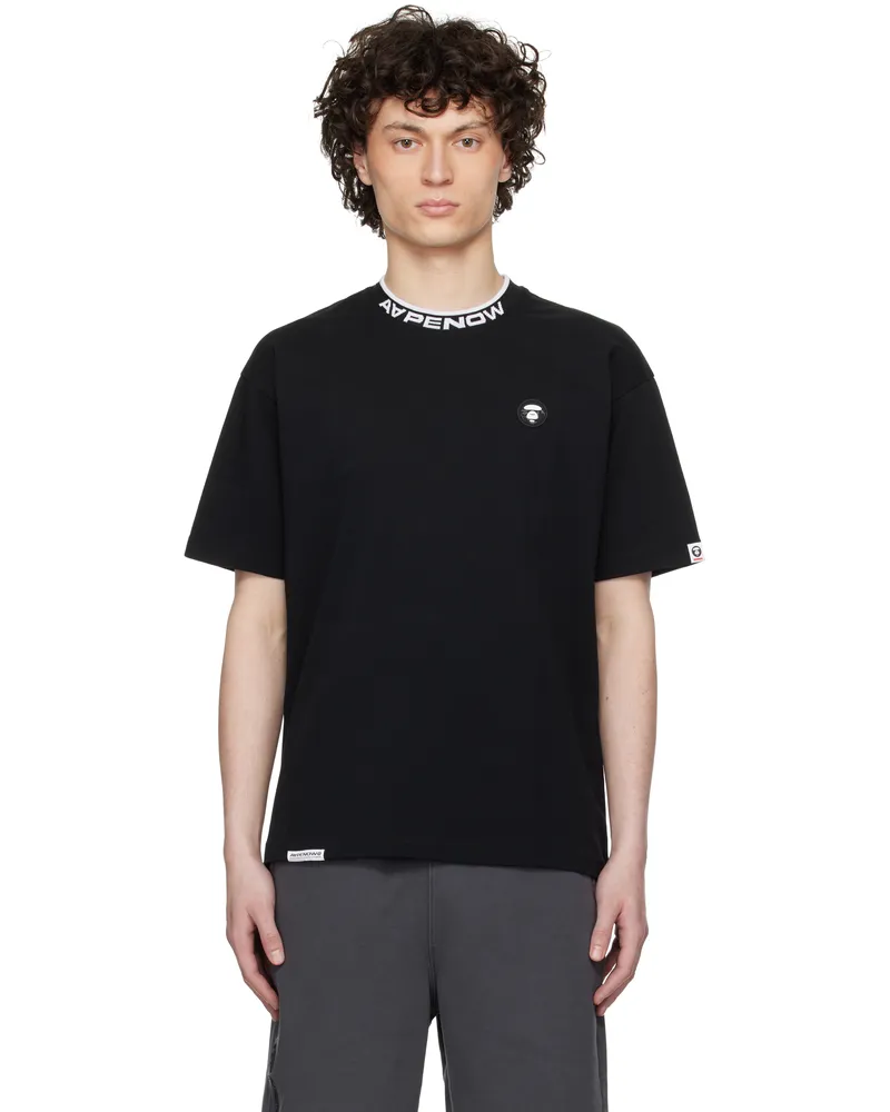 AAPE by A Bathing Ape Black 'AAPE Now' Moonface Logo T-shirt Bkx