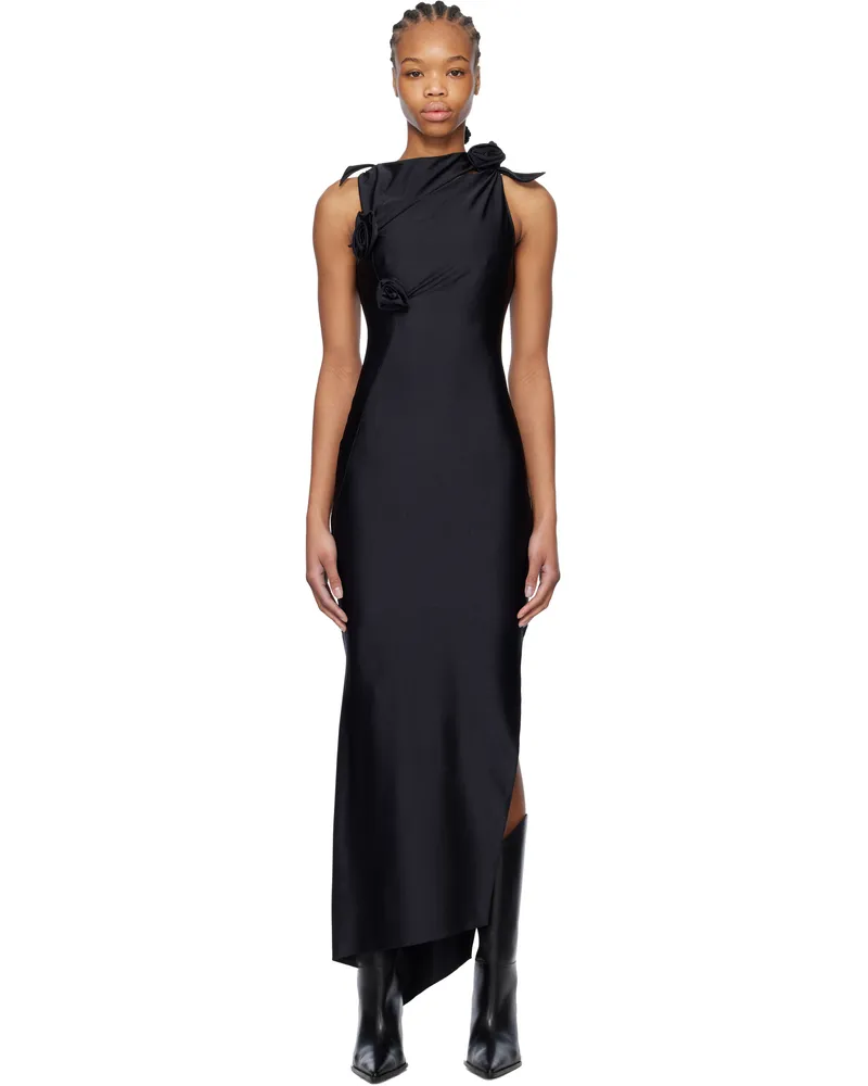COPERNI Black Asymmetric Flower Maxi Dress Black