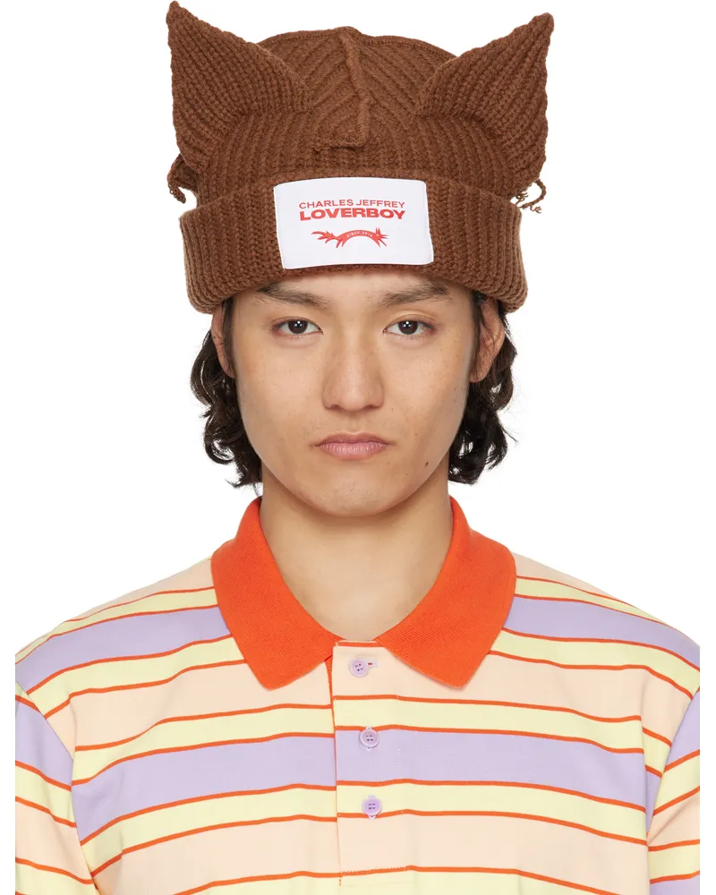 Charles Jeffrey Loverboy SSENSE Exclusive Brown Chunky Ears Beanie Brown