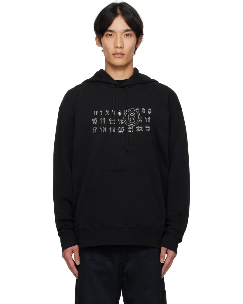 Maison Margiela Black Cotton Numeric Hoodie 900