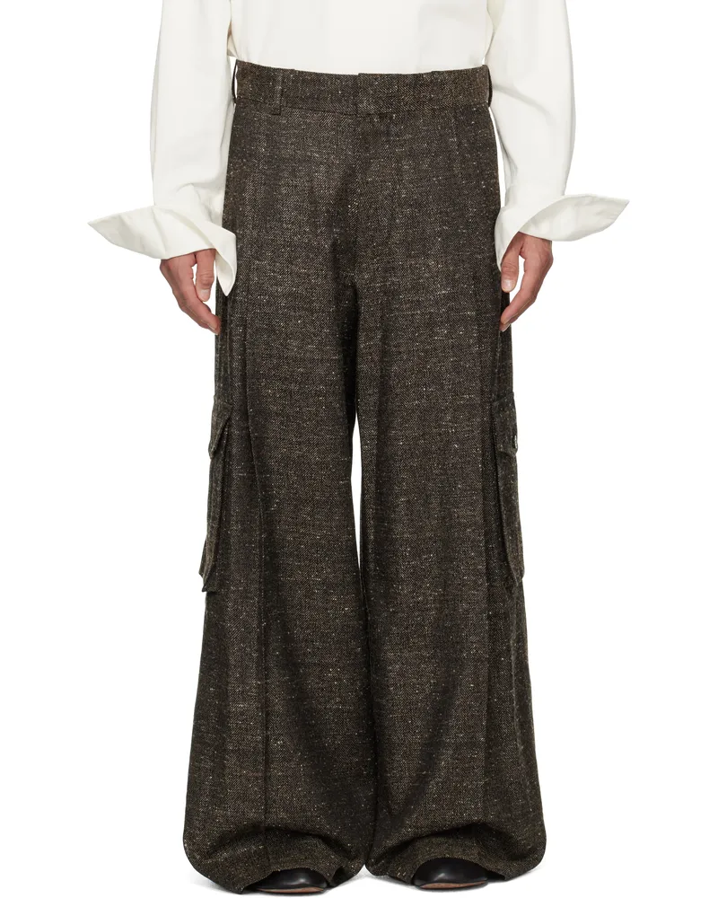 Dries van Noten Brown & Black Wide Pleated Cargo Pants 705