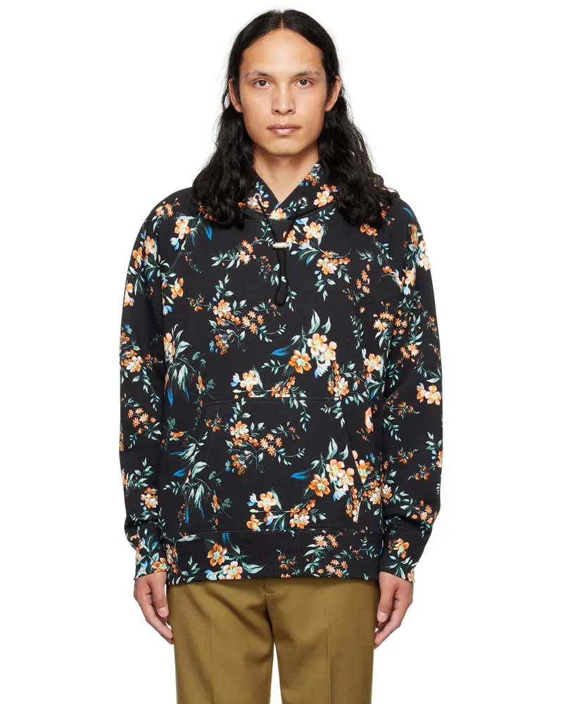 Erdem Black Floral Christian Hoodie Black