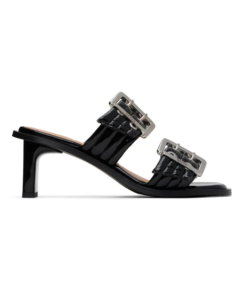 Ganni Black Feminine Buckled Heeled Sandals 099