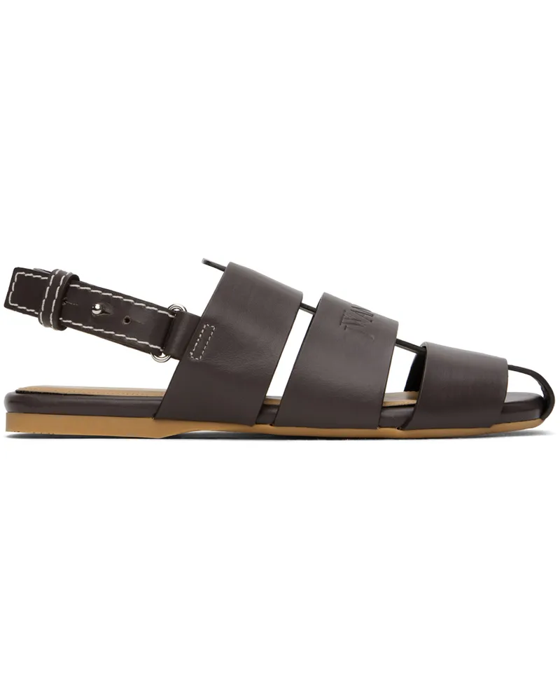 J.W.Anderson Brown Leather Fisherman Sandals 19531-201-dark