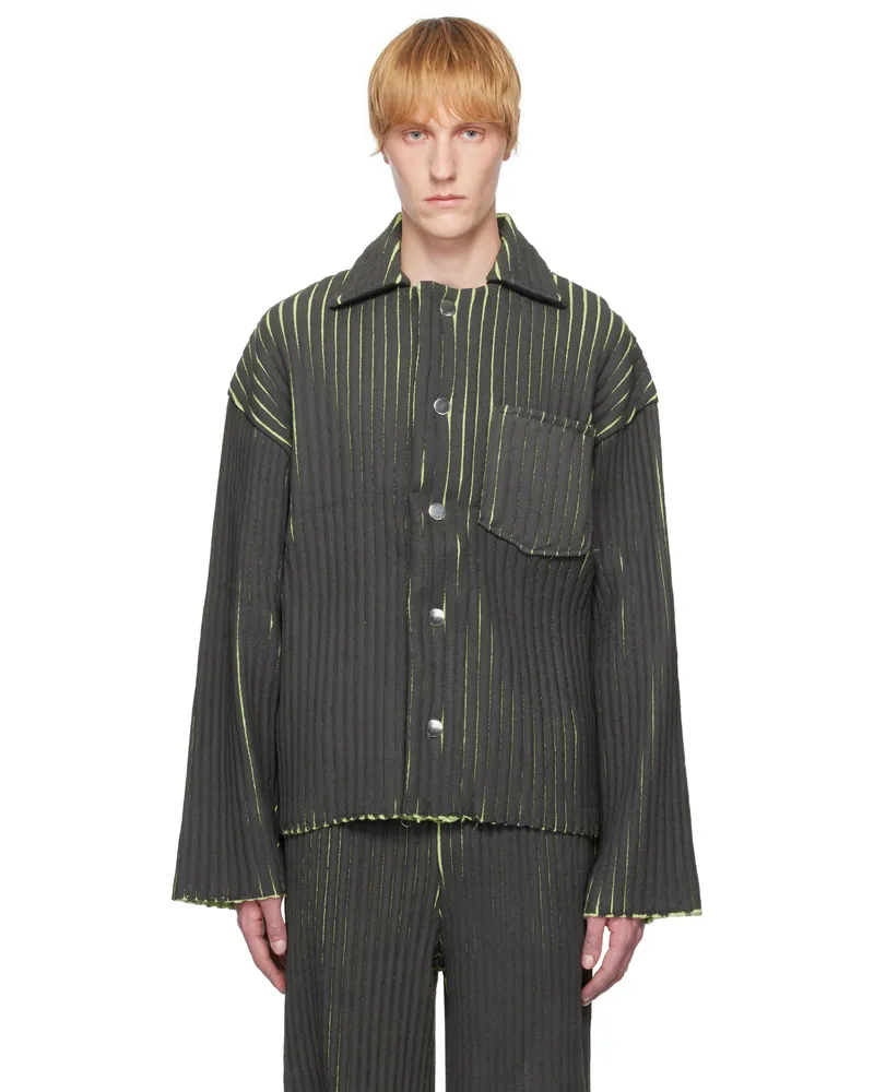 Stanley Raffington Black & Green Relaxed Fit Knit Jacket Black