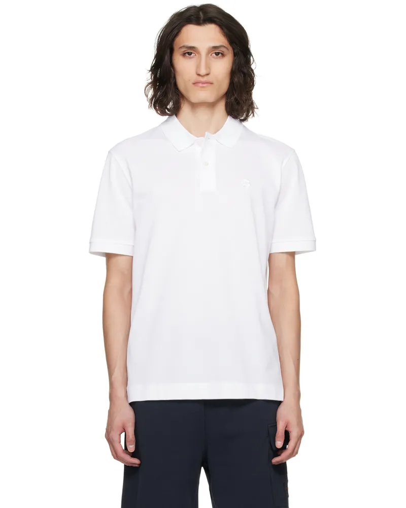 HUGO BOSS White Double Monogram Polo 100-white