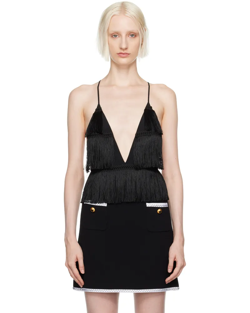 Moschino Black Fringe Bodysuit 8555