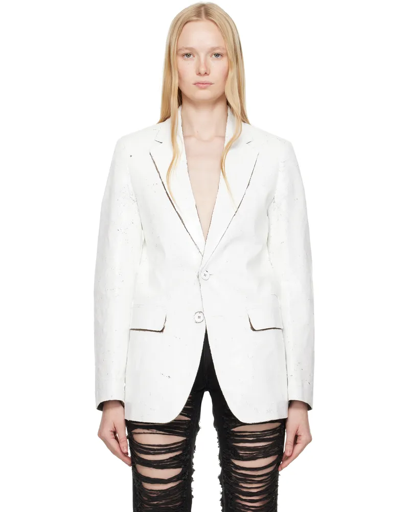 Maison Margiela White Hand-Coated Blazer 002f