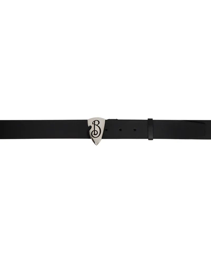 Burberry Black Leather B Shield Belt Black