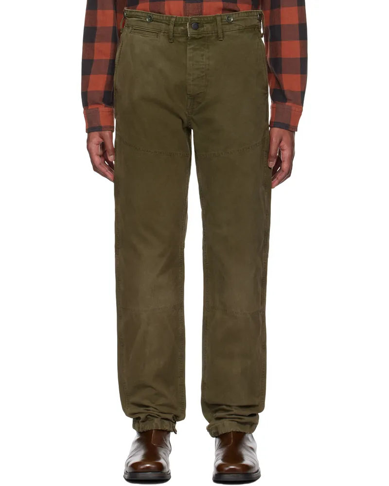 RRL Green Engineer Fit Canvas Trousers Olive