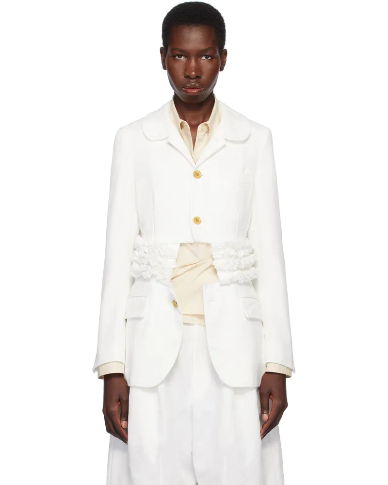 Comme des Garçons White Polyester Soft Twill Blazer 1