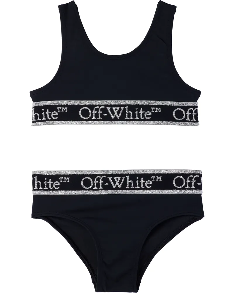 OFF-WHITE Kids Black Bookish Logo Band Bikini Black