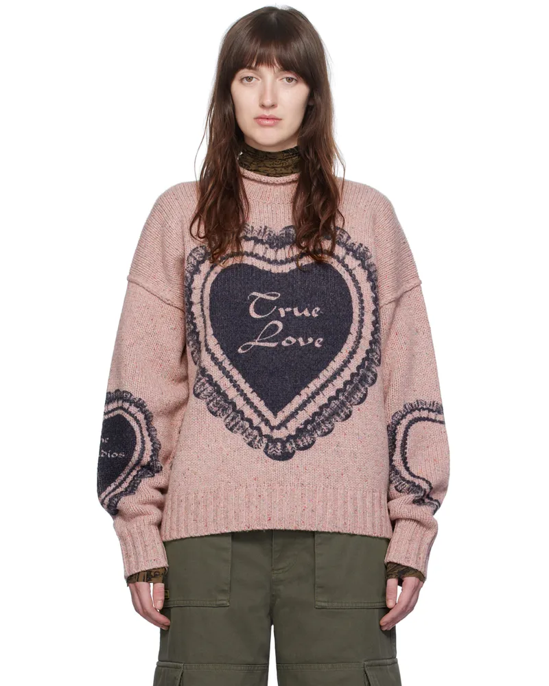 Acne Studios Pink Printed Sweater Coa