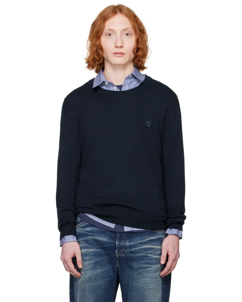 Kitsuné Navy Bold Fox Head Patch Regular Sweater P476