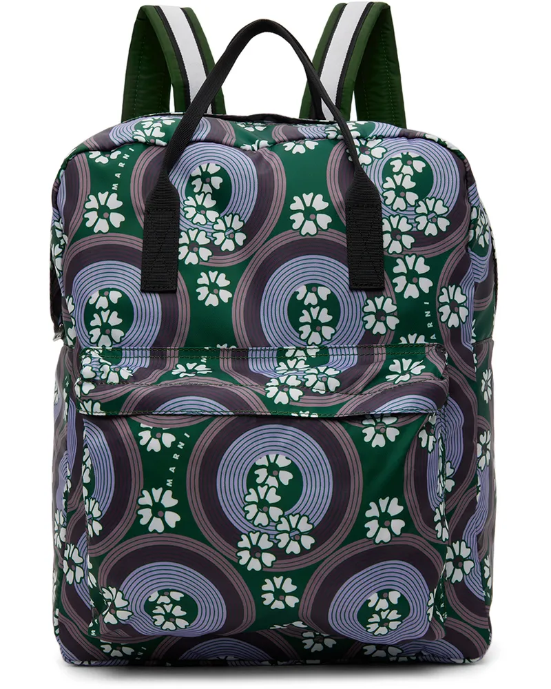 Marni Kids Purple & Green Allover 70s Circles Backpack 0m523