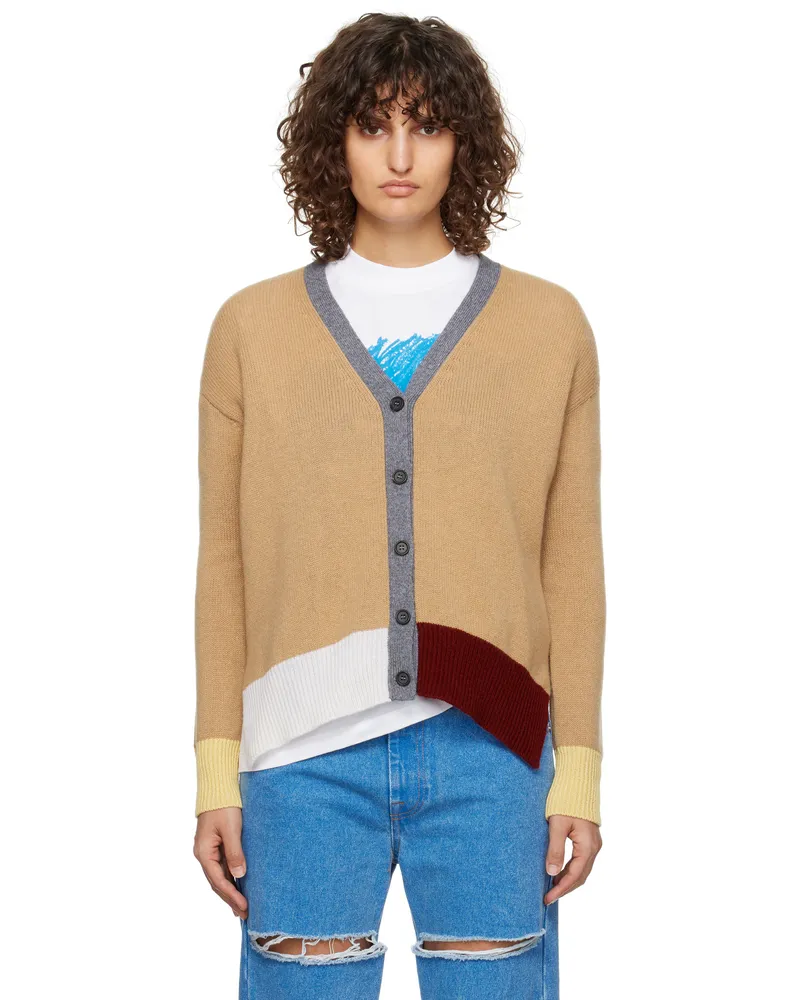 Marni Tan Color-Block Cashmere Cardigan Icm20