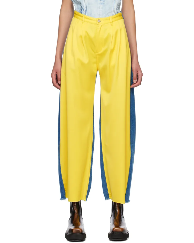 Marques ' Almeida Blue & Yellow Boyfriend Trousers Mid