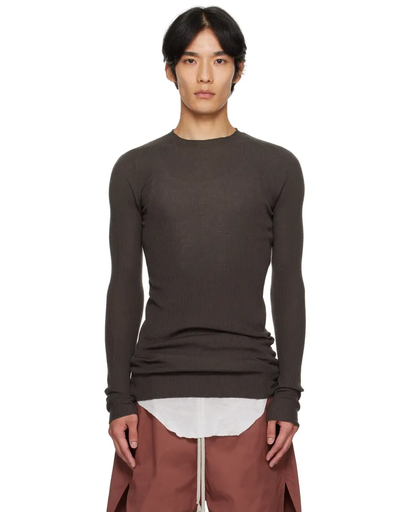 Rick Owens Gray Concordians Ribbed Round Neck Sweater 78